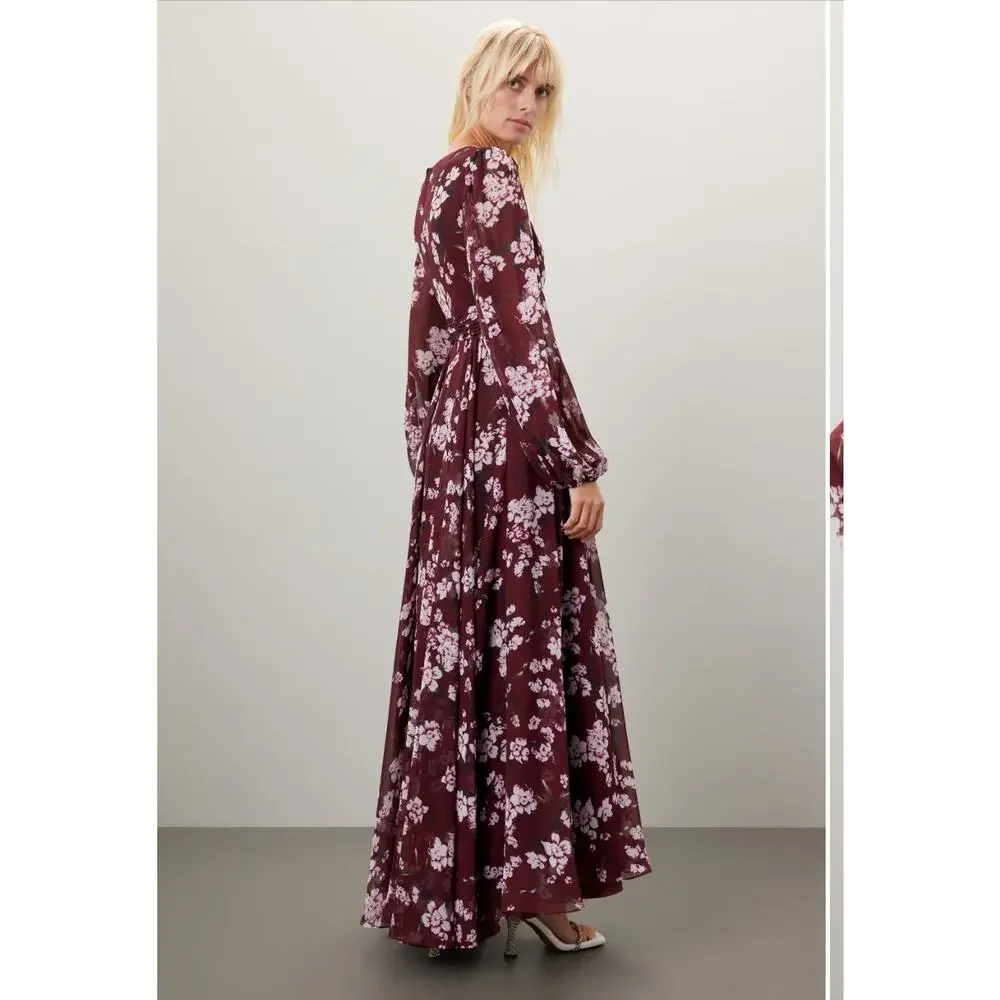Leena for Mac Duggal Floral Chiffon Red Gown From Rent The Runway Size: XS 0 - Picture 2 of 13